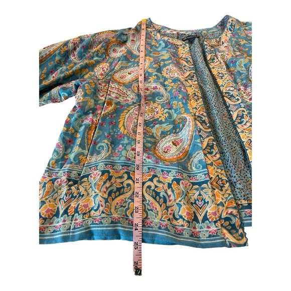 Democracy Plus Size Paisley Print 3/4 Sleeve Reversible Open-Front Jacket NEW - Picture 6 of 16